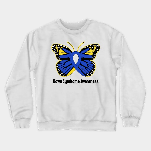 Down Syndrome Awareness Butterfly Hope Crewneck Sweatshirt by Shaniya Abernathy